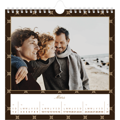 Calendriers annuels carré — Noir et blanc vintage [Mars]