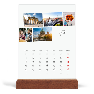Calendrier de bureau support bois - portrait  — Escapade citadine [Février]