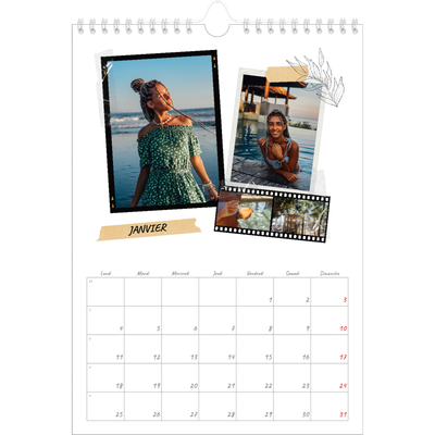 Calendrier photo A4 (20 x 30 cm) — Esprit scrapbook [Janvier]