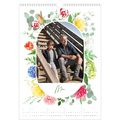 A3 Calendrier annuel — Fleurs traditionelles [couverture]