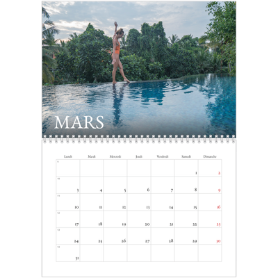 Calendrier photo A4 double (30 x 40 cm) — Superposition classique [Mars]