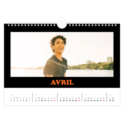 Calendrier photo A4 — Fun Typo [Avril]