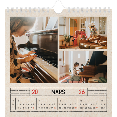 Calendriers annuels carré — Craft effet tampon [Mars]