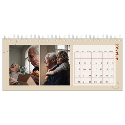 Calendrier de bureau — Texte asymétrique [Février]