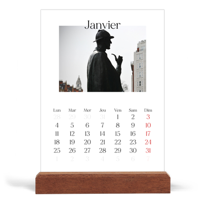 Calendrier de bureau support bois - portrait  — Mon carnet de voyage [Janvier]