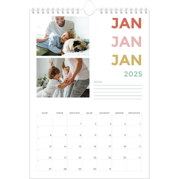 Calendrier photo A4 — Lettrage coloré