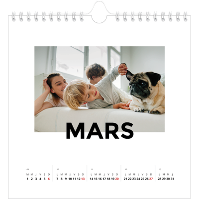 Calendriers annuels carré — Lettrage dispersé [Mars]