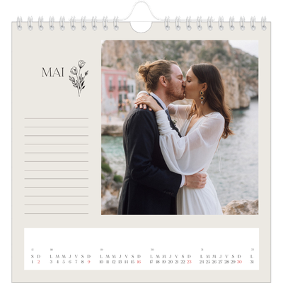 Calendriers annuels carré — Initiales fleuries [Mai]
