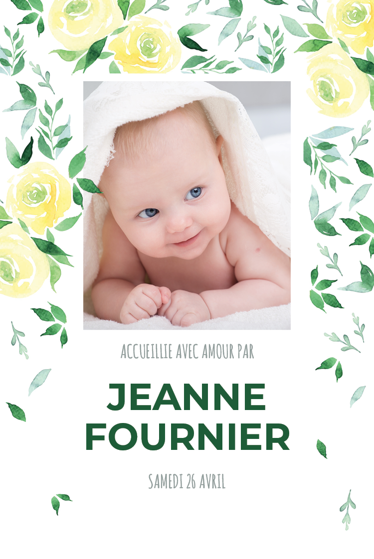 Cartons d'invitation — Fleurs jaunes aquarellées