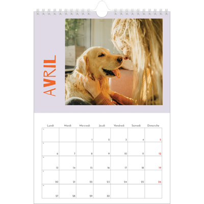 Calendrier photo A4 (20 x 30 cm) — Tout en couleurs [Avril]