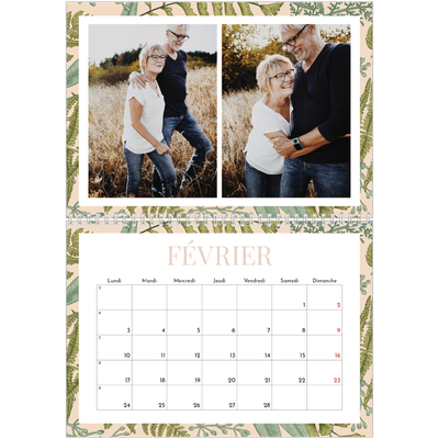 Calendrier photo A4 double (30 x 40 cm) — Papier peint floral [Février]