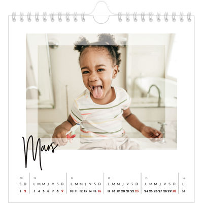 Calendriers annuels carré — Cadre clair [Mars]