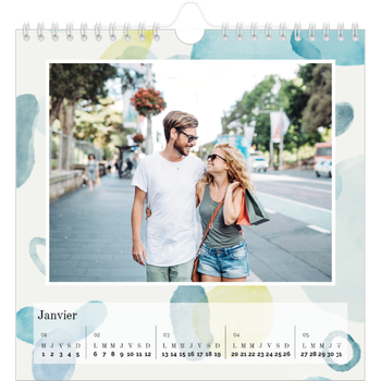 Calendrier photo carré — Pluie d'aquarelle