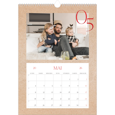 A3 Calendrier annuel — Touches de rouge [couverture]