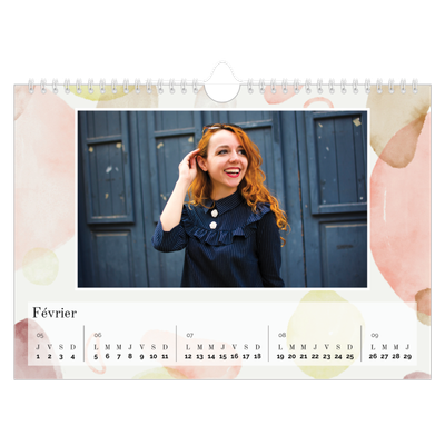 Calendrier photo A4 — Pluie d'aquarelle [Février]