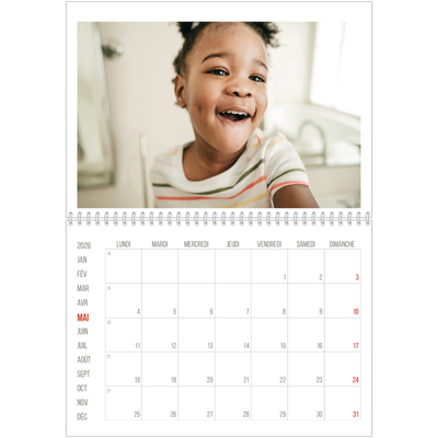 Calendrier photo A4 double (30 x 40 cm) — Accent rouge [couverture]