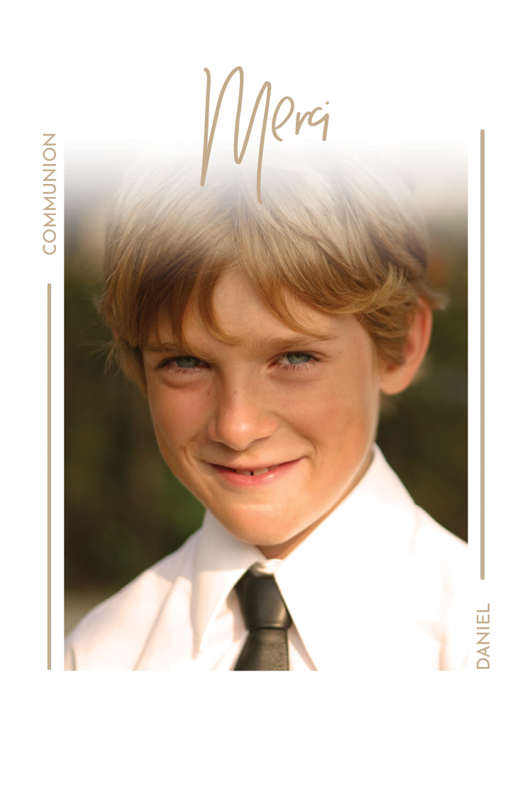 Carte de remerciement — Signature dorée