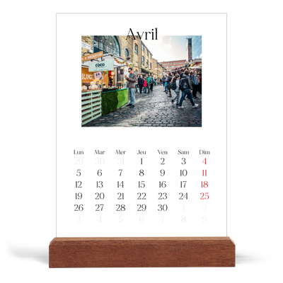 Calendrier de bureau support bois - portrait  — Mon carnet de voyage [Avril]