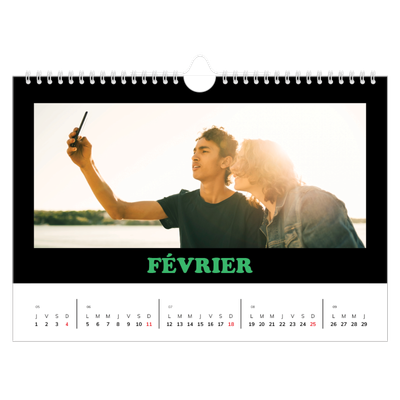 Calendrier photo A4 — Fun Typo [Février]