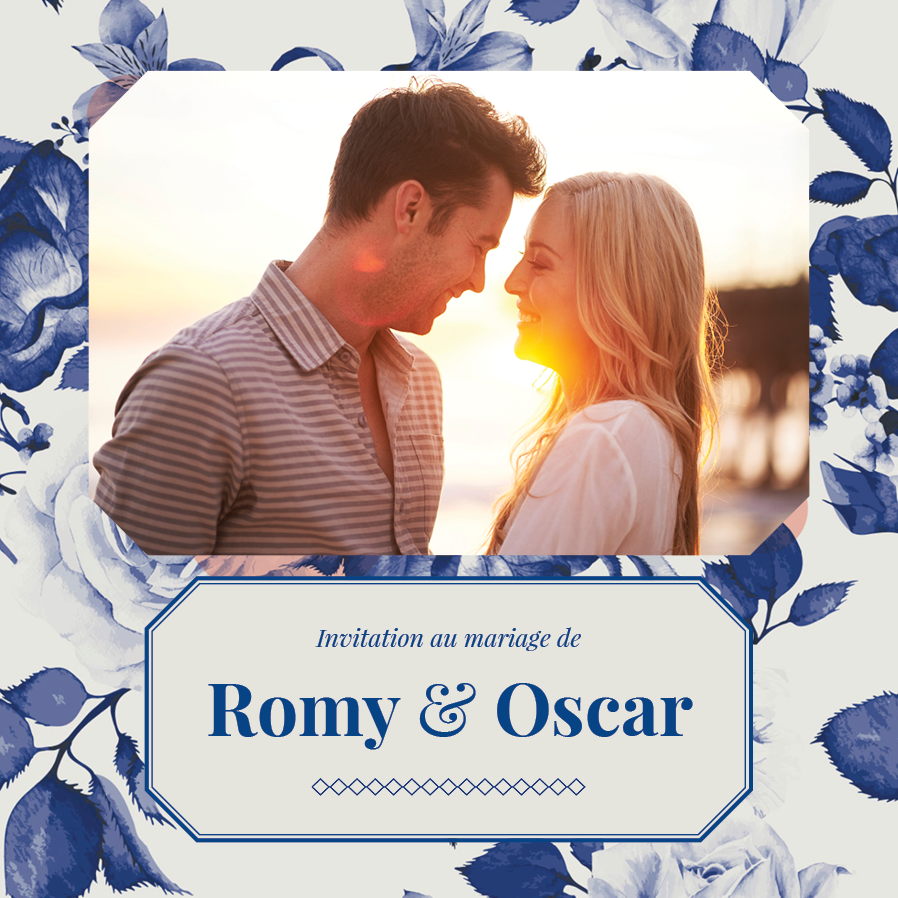 Cartons d'invitation — Bleu botanique