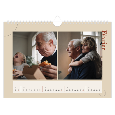 Calendrier photo A4 — Texte asymétrique [Février]