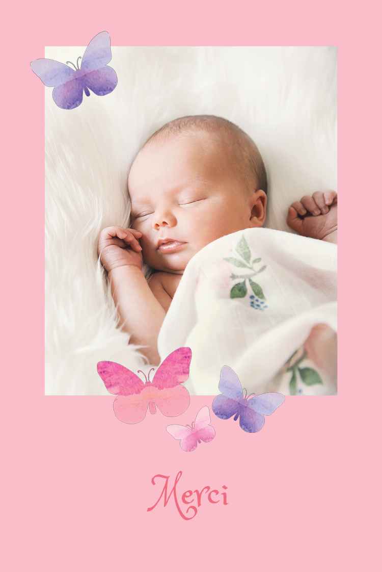 Carte de remerciement — Papillons à l'aquarelle