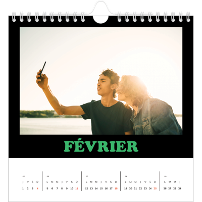 Calendriers annuels carré — Fun Typo [Février]