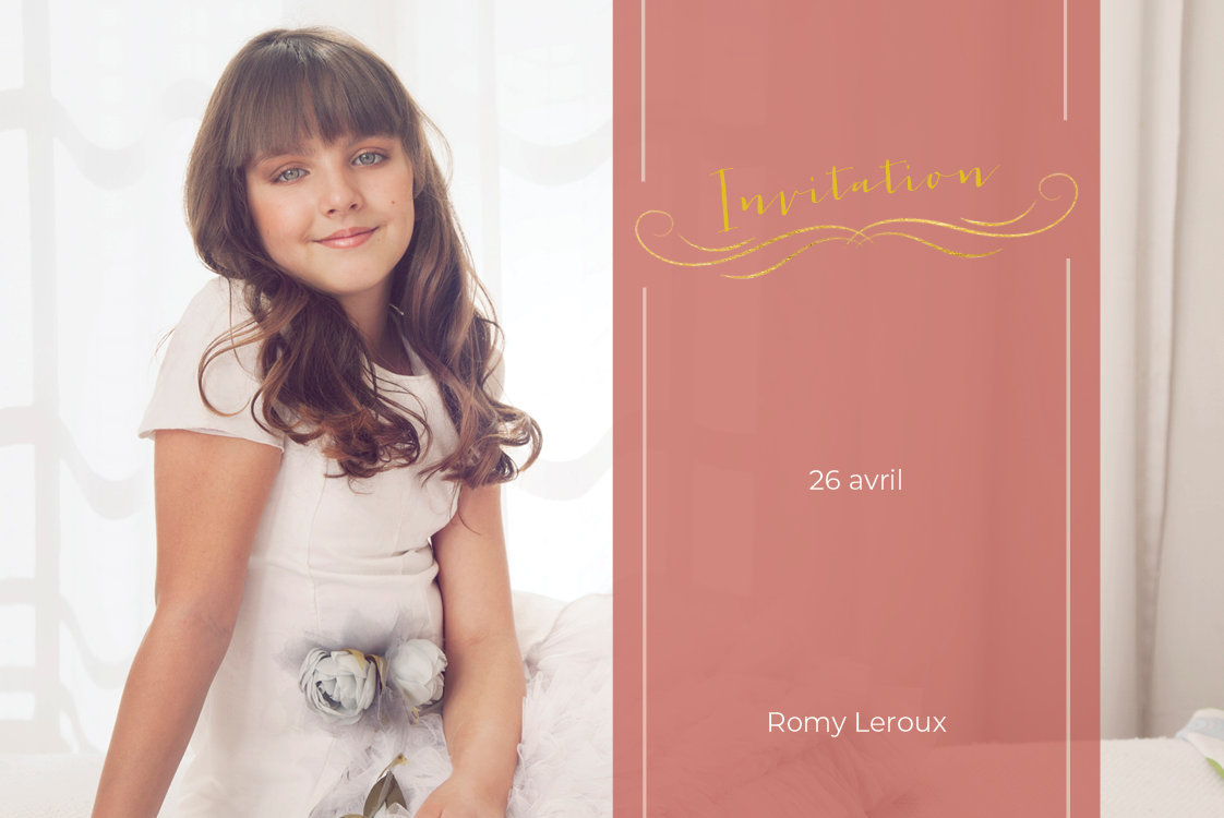 Cartons d'invitation — Ruban rose vintage