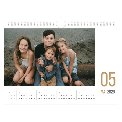 Calendrier photo A4 — Numéros mensuels [couverture]