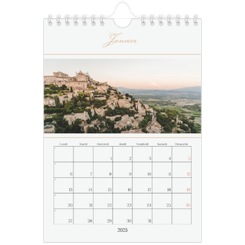 Calendrier photo A5 — Bannière en écriture dorée