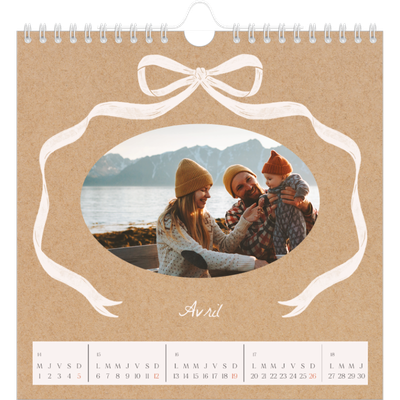 Calendriers annuels carré — Kraft et nœud [Avril]