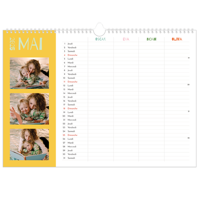 Calendrier photo A3 — Agenda tout en couleurs - Famille de 4 [couverture]