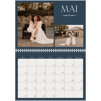 Calendrier photo A4 double (30 x 40 cm) — Ardoise et sérifs [Mai]