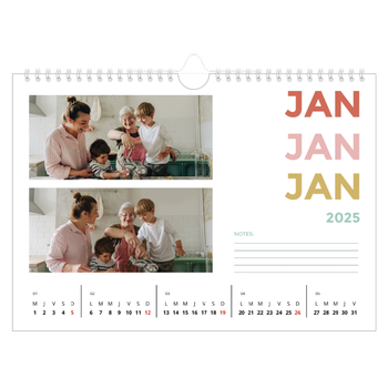 Calendrier photo A4 — Lettrage coloré