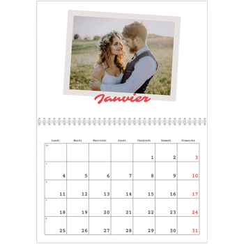 Calendrier photo A4 double — Signature carmin
