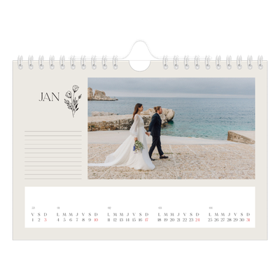 Calendrier photo A5 — Initiales fleuries [Janvier]