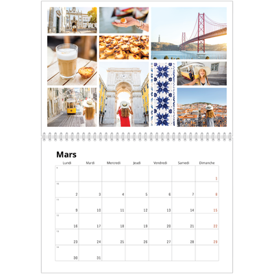 Calendrier photo A4 double (30 x 40 cm) — Diaporama asymétrique [Mars]