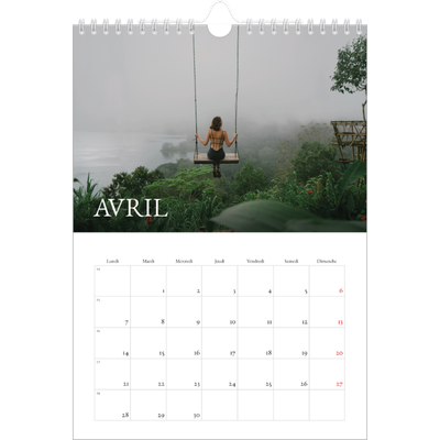 Calendrier photo A4 (20 x 30 cm) — Superposition classique [Avril]