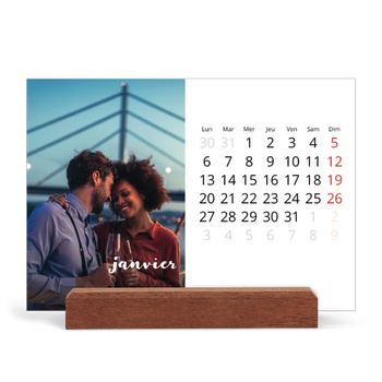 Calendrier de bureau support bois - paysage — Superposition pinceau