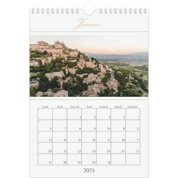 Calendrier photo A4 — Bannière en écriture dorée