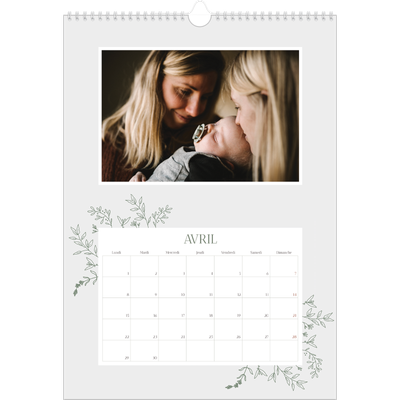 A3 Calendrier annuel — Fleurs dessinées [Avril]