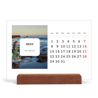 Calendrier de bureau support bois - paysage   — Toute l'histoire [Mars]