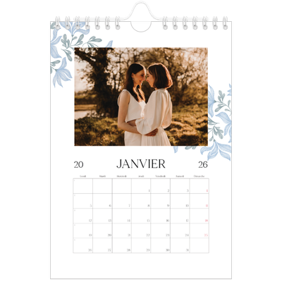 Calendrier photo A5 — Romance en bleu et blanc [Janvier]