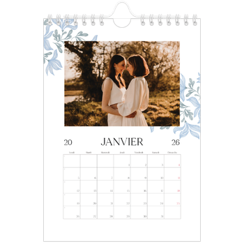 Calendrier photo A5 — Romance en bleu et blanc