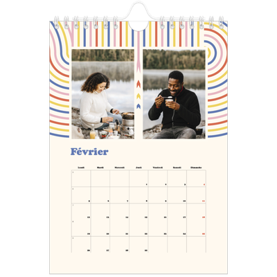 Calendrier photo A5 — Rayures rétros [Février]