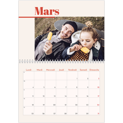 Calendrier photo A4 double (30 x 40 cm) — Inspiration 90 [Mars]