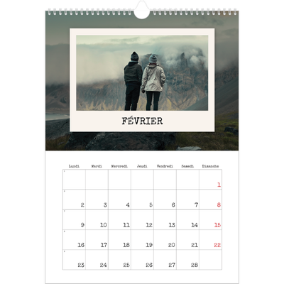 A3 Calendrier annuel — L'édition portrait [Février]