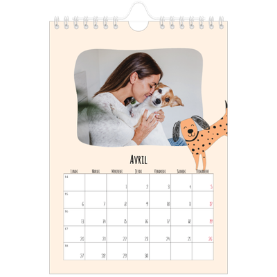 Calendrier photo A5 — Pattes de chien et gribouillis [Avril]