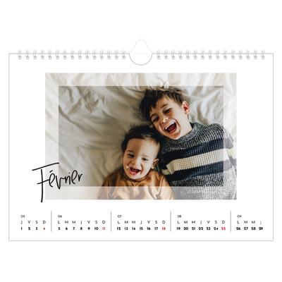 Calendrier photo A4 — Cadre clair [Février]