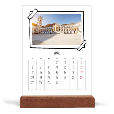 Calendrier de bureau support bois - portrait  — Instants d'album photo [Avril]